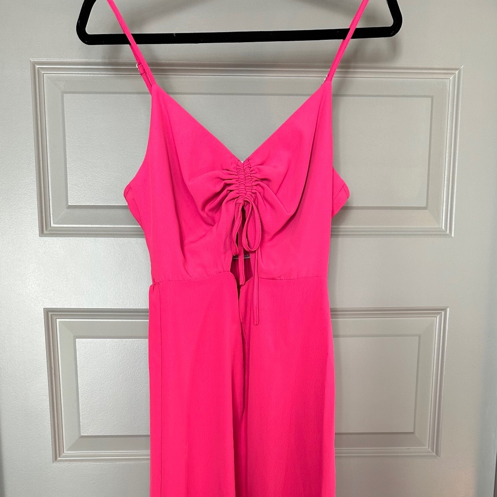 Topshop bright pink midi dress